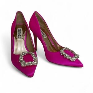 Badgley Mischka Fuchsia Heels with Crystal Buckle